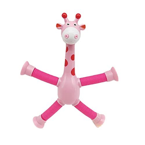 Telescopic Suction Cup Giraffe Toy, Ever-Changing Giraffe Telescopic Tube Suction Cup Toys Telescopic Suction Cup Giraffe Toy Educational Stress Relief Fidget Sensory Giraffe Toys (4pcs with light)