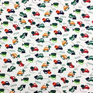 SheetWorld Baby Fitted Round Crib Sheet, 100% Cotton Jersey Hypoallergenic Sheet, Unisex Boy Girl, 42 x 42 inches, Construction Cars, Made in USA