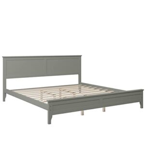 P PURLOVE King Size Platform Bed with Extra Support Leg,Modern Wood Platform Bed Frame with Headboard ,No Box Spring Need,Gray Bed Frame