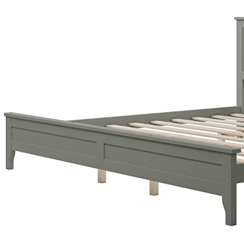 P PURLOVE King Size Platform Bed with Extra Support Leg,Modern Wood Platform Bed Frame with Headboard ,No Box Spring Need,Gray Bed Frame