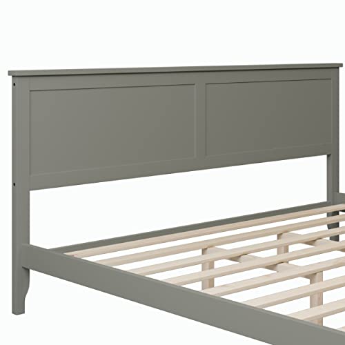 P PURLOVE King Size Platform Bed with Extra Support Leg,Modern Wood Platform Bed Frame with Headboard ,No Box Spring Need,Gray Bed Frame