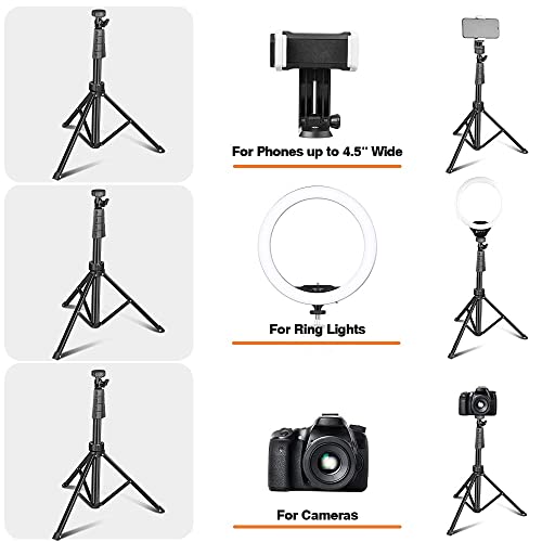 UBeesize 10''Selfie Ring Light with 62''Tripod Stand, Led Ring Light with Phone Holder and Remote for Video Recording/Zoom Meeting (YouTube/ Tiktok/Twitch), Compatible with Phones, Cameras & Webcams