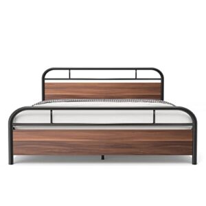 nazhura metal queen size bed frame steady platform with engineered wooden headboard/footboard (queen)