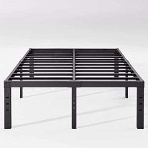 joeffany 14" h king bed frame with storage, 3500 lbs heavy duty black metal platform bed, no box spring needed mattress foundation, quick assembly, no box spring needed black