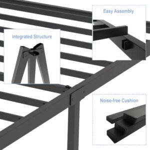 Joeffany 14" H King Bed Frame with Storage, 3500 lbs Heavy Duty Black Metal Platform Bed, No Box Spring Needed Mattress Foundation, Quick Assembly, No Box Spring Needed Black