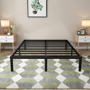 Joeffany 14" H King Bed Frame with Storage, 3500 lbs Heavy Duty Black Metal Platform Bed, No Box Spring Needed Mattress Foundation, Quick Assembly, No Box Spring Needed Black