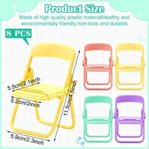 8 Pieces Mini Chair Shape Cell Phone Stand Foldable Universal Candy Color Mobile Phone Holder Multi Angle Cradle for Desk Tablet Phone Multi Functions Convenient Phone Stand