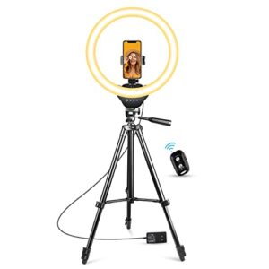 sensyne 14'' ring light with extendable phone tripod, selfie led circle light with stand and phone holder for video recording/youtube/tiktok/live stream, compatible with all phones and cameras