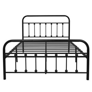 NACHTIMOOR Full Platform Metal Bed Frame with Headboard and Footboard,Vintage Victorian Style Mattress Foundation, No Box Spring Required, Under Bed Storage (Full, Black)