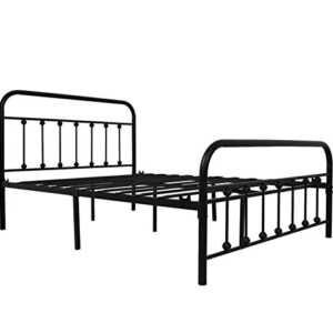 NACHTIMOOR Full Platform Metal Bed Frame with Headboard and Footboard,Vintage Victorian Style Mattress Foundation, No Box Spring Required, Under Bed Storage (Full, Black)