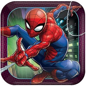 Spider Man Webbed Wonder- Napkins, Plates, Table Cover Party Bundle for 16 People - Includes 1 Maze Game Activity Card by ClassicVariety