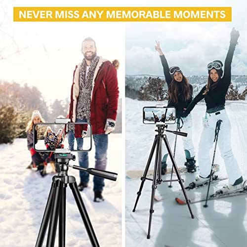 Torjim Phone Tripod, 50-inch Extendable and Lightweight Aluminum Tripod Stand with Phone Clip, Portable Travel Tripod for Photography, Video Recording, Vlogging, and More