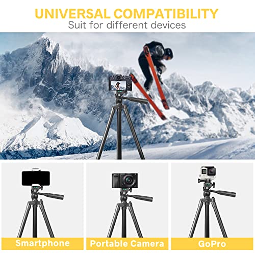 Torjim Phone Tripod, 50-inch Extendable and Lightweight Aluminum Tripod Stand with Phone Clip, Portable Travel Tripod for Photography, Video Recording, Vlogging, and More