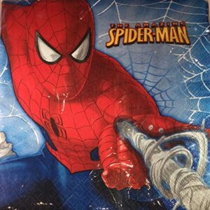 Unique Spiderman Party Supplies Bundle for 16 includes Plates, Napkins, Table Cover