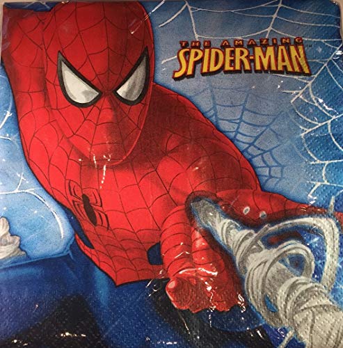 Unique Spiderman Party Supplies Bundle for 16 includes Plates, Napkins, Table Cover