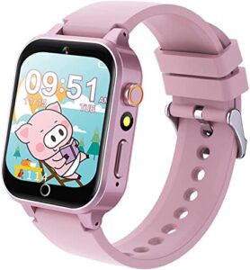 aoymjrs kids smart watch with 26 puzzle games camera video music player tracking pedometer flashlight 12/24 hr educational toys, gifts for kids ages 3+year olds (pink)