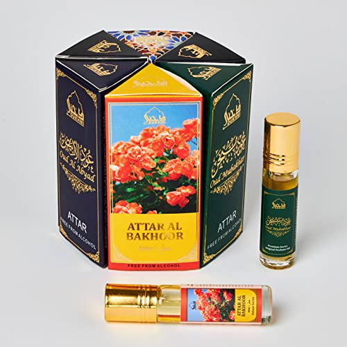 Dukhni Ma’amoul  Attar Oil Set | العطار العربي | Authentic Arabic Fragrance Oils| 100% Halal Blends, Ramadan Eid Gifting | Oud Mukhalat, Oud Mubakhar, Oud Abyad, Oud Ya Aini, Attar Al Bakhoor, Ambar Oud - 6ml each