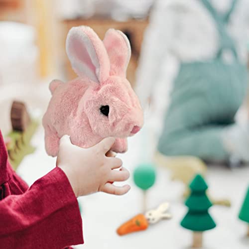 FESTIVALCOS Bunny Toys Interactive Toys Bunnies Can Walk and Talk, Easter Plush Stuffed Bunny Toy Walking Rabbit Educational Toys for Kids, Hopping Wiggle Ears Twitch Nose (Pink, with Carrot)