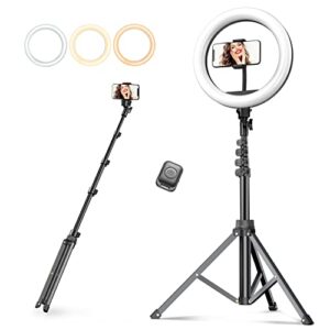 13" selfie ring light with 63" tripod stand & 2 phone holders, led ring light with 3 cct & 39 rgb colors modes, selfie light for makeup/photography/videos/vlog/tiktok