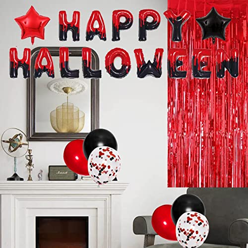 SainSpeed Halloween Party Decoration Set, Happy Halloween with Latex Balloons, Tassel, Star, Spider for Halloween Party Decor Supplies Halloween Bar Home Accessory & Decoration