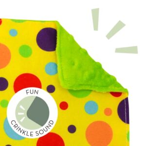 S&T INC. Crinkle Square Sensory Toys for Babies, Baby Crinkle Toys for Infants, Toddlers, Children, Dots Print, 6 Inch x 6 Inch, 2 Pack