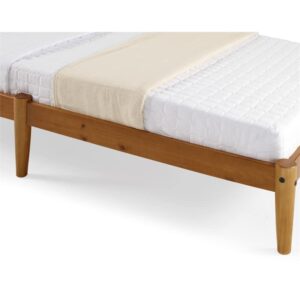 Mid-Century Modern Platform Bed/Solid Wood/Slat Headboard/Mattress Foundation of 10 Wood Slats - No Box Spring Needed/Easy Assembly, Mult. Colors, Twin (Castanho)