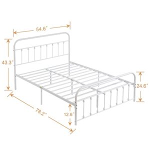 VECELO Metal Platform Bed Frame, Mattress Foundation with Headboard & Footboard,No Box Spring Needed,Full Size