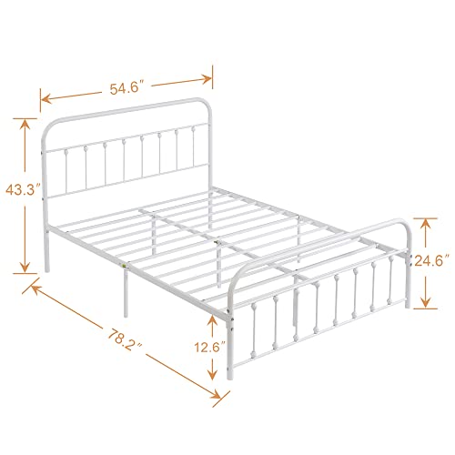 VECELO Metal Platform Bed Frame, Mattress Foundation with Headboard & Footboard,No Box Spring Needed,Full Size