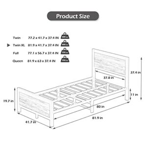 GAZHOME Twin XL Bed Frame with Wooden Headboard/No Box Spring Needed Heavy Duty Metal Platform / 9 Stable Leg/Noise Free/Easy Assembly