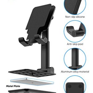 Adjustable Cell Phone Stand, Foldable Phone Holder Tablet Stand for Desk, Angle Height Adjustable Cell Phone Stand Compatible with Phone 11 Pro Xs Xs Max Xr, Mini,Tablets (Black)