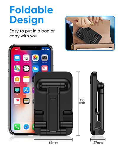 Adjustable Cell Phone Stand, Foldable Phone Holder Tablet Stand for Desk, Angle Height Adjustable Cell Phone Stand Compatible with Phone 11 Pro Xs Xs Max Xr, Mini,Tablets (Black)