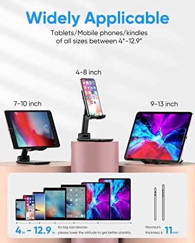 Adjustable Cell Phone Stand, Foldable Phone Holder Tablet Stand for Desk, Angle Height Adjustable Cell Phone Stand Compatible with Phone 11 Pro Xs Xs Max Xr, Mini,Tablets (Black)