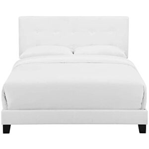 Modway Amira Tufted Fabric Upholstered Full Bed Frame With Headboard In White