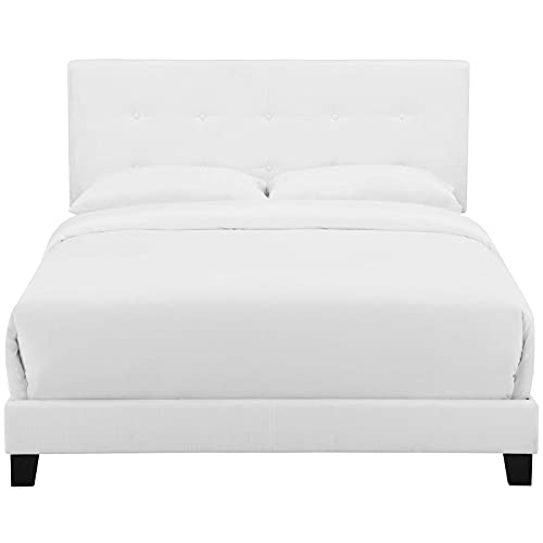 Modway Amira Tufted Fabric Upholstered Full Bed Frame With Headboard In White