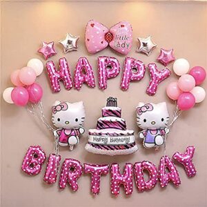 24 pc hello kitty happy birthday banner – fun set party supplies decoration – colorful party deco for girls and toddlers