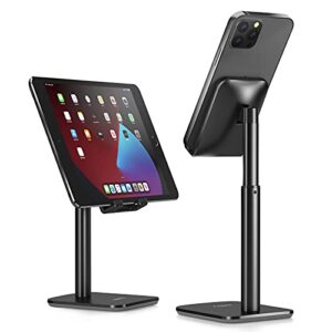 nulaxy phone stand, height angle adjustable cell phone stand, phone holder for desk compatible with iphone12 mini 11 pro xs xs max xr x 8 7 6 6s plus, all smartphones (4-8 inches) - black