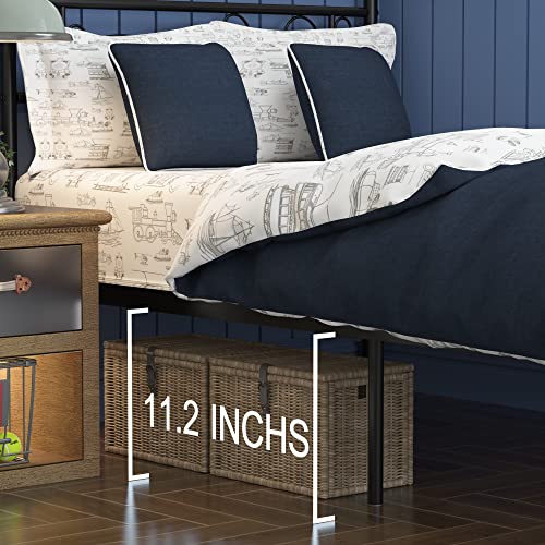 Weehom Twin Size Bed Frame with Headboard No Box Spring Needed Platform Single Bed for Kids, White