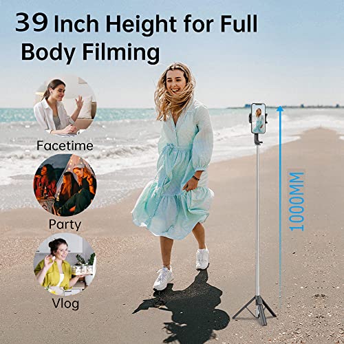 Colorlizard 39" Selfie Stick Tripod with Remote, Cellphone Tripod Stand, 6 in 1 Wireless Bluetooth Selfie Stick for iOS & Android Devices, Portable Selfie Stick for iPhone, Travel Accessories.