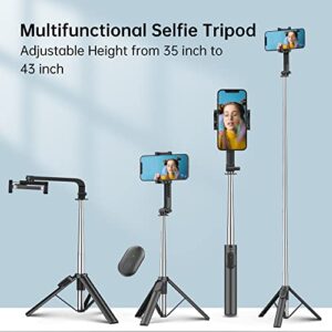 Colorlizard 39" Selfie Stick Tripod with Remote, Cellphone Tripod Stand, 6 in 1 Wireless Bluetooth Selfie Stick for iOS & Android Devices, Portable Selfie Stick for iPhone, Travel Accessories.