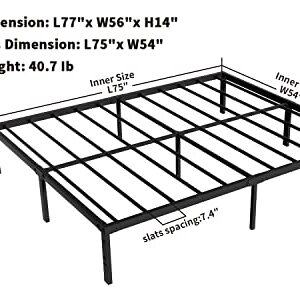 AMOBRO Full Size Bed Frame Metal 14 Inch Platform Base with Storage Heavy Duty with Steel Slats Easy Assembly Noise Free No Need Box Spring Non-Slip,Black