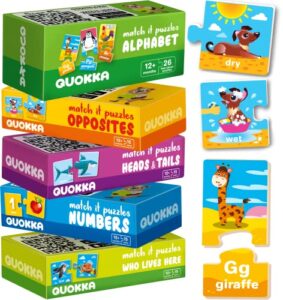 5x megaset toddler puzzles ages 2-4 - matching games for kids ages 3-5 by quokka - numbers animals opposites abc learning for toddlers 1-3 year old - educational toy activities for boy and girl