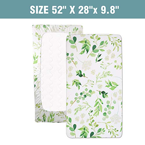 Crib Sheet Jersey Cotton, Fitted Cotton Baby & Toddler Universal Crib Sheets, Summer Car Seat Cover for Babies Girl，Leaf Infant Carseat Canopy Sun Cover