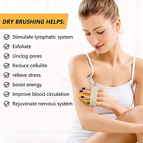 Dry Brushing Body Brush, POPCHOSE Dry Brush, Exfoliating Body Brush, Natural Bristle Shower Brush for Body Flawless Skin, Cellulite Treatment, Lymphatic Drainage, Blood Circulation Improvement