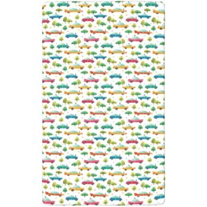 Retro Car Themed Fitted Crib Sheet,Standard Crib Mattress Fitted Sheet Soft & Stretchy Fitted Crib Sheet-Baby Sheet for Boys Girls,28“ x52“,Multicolor