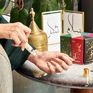 Dukhni Attar Oil Set | العطار العربي | Authentic Arabic Fragrance Oils | 100% Pure, Alcohol-Free Halal Blends | Amaani, Ameerah, Hayati, Ambar, Ambar Oud, White Musk - 6ml each