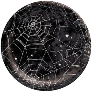 Spider Web Halloween Themed Party Supplies - Bundle Includes Paper Plates and Napkins for 20 Guests