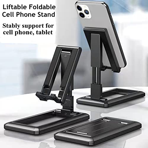 JUSDIQIR Cell Phone Stand Phone Dock Holder Stand Foldable Phone Dock Multi-Angle Universal Adjustable Tablet Compatible with Cell Phone Tablet… (Black)