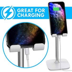 Aduro Elevate Phone & Tablet Holder Stand, Adjustable Height Cell Phone Stand Holder for Desk Compatible with iPhone iPad Galaxy All Phones & Tablets (White)