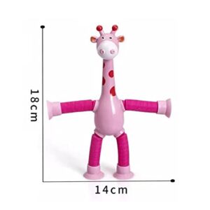 nIIANG 4 Pcs Telescopic Suction Cup Giraffe Toy, Shape-Changing Giraffe Telescopic Tube Cartoon Toys, Stretch Novel Giraffe Toys, Educational Stress Relief Giraffe Toys for Kids (Without Light)