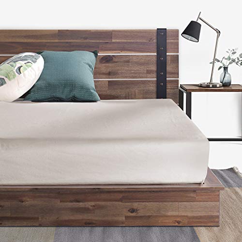 ZINUS Brock Metal and Wood Platform Bed Frame / Solid Acacia Wood Mattress Foundation / No Box Spring Needed / Easy Assembly, Twin